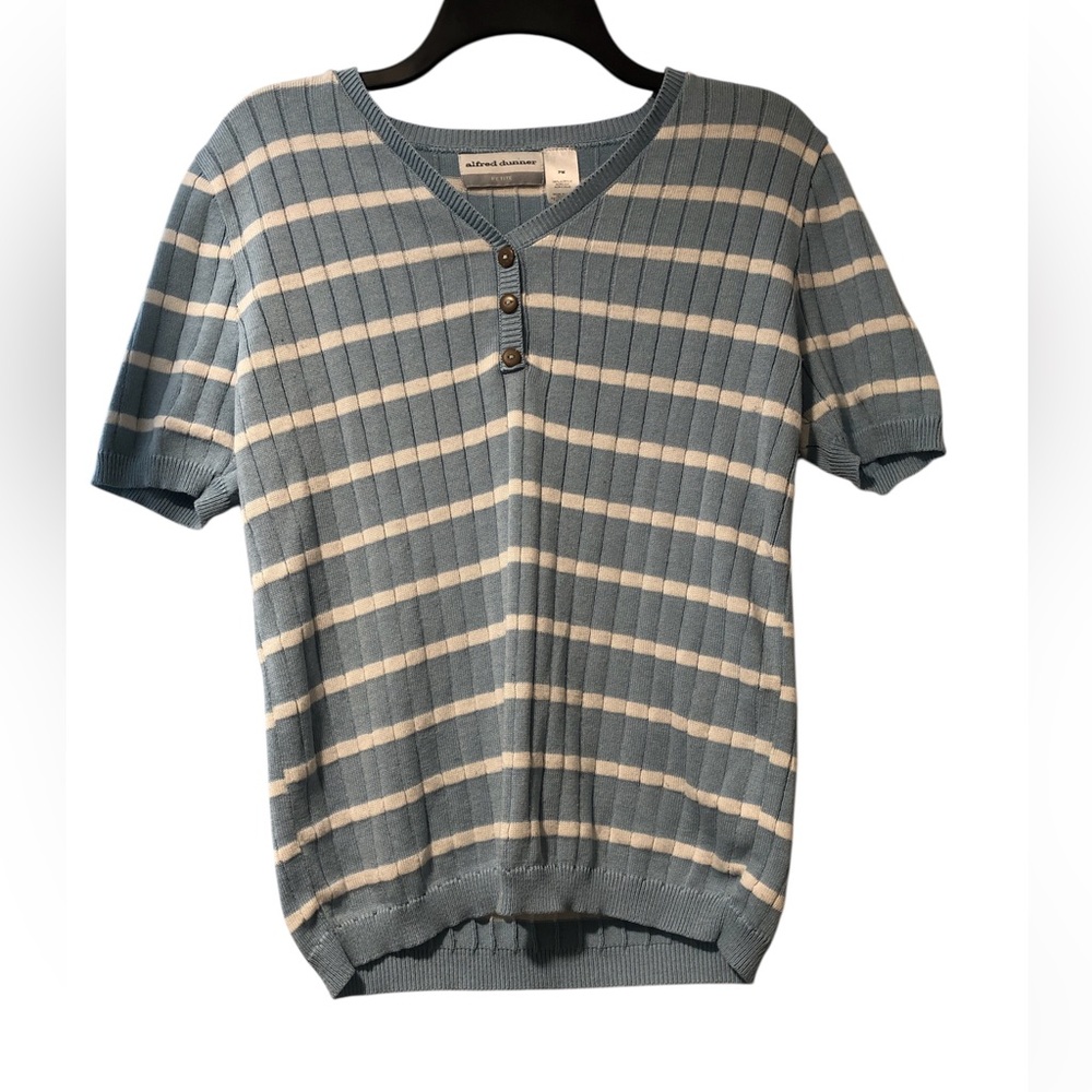 Alfred Dunner Light Blue Striped Sweater Shirt